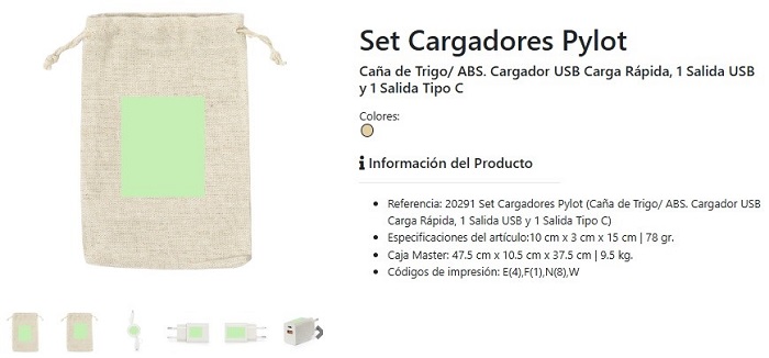 Sets de cargadores USB promocionales